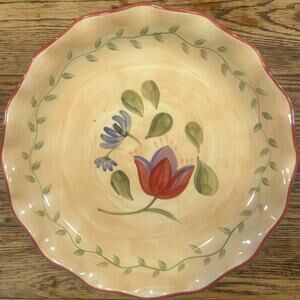 RARE HUGE Pfaltzgraff NAPOLI Hand Painted 15” DEEP ROUND PLATTER - PRISTINE EXC!